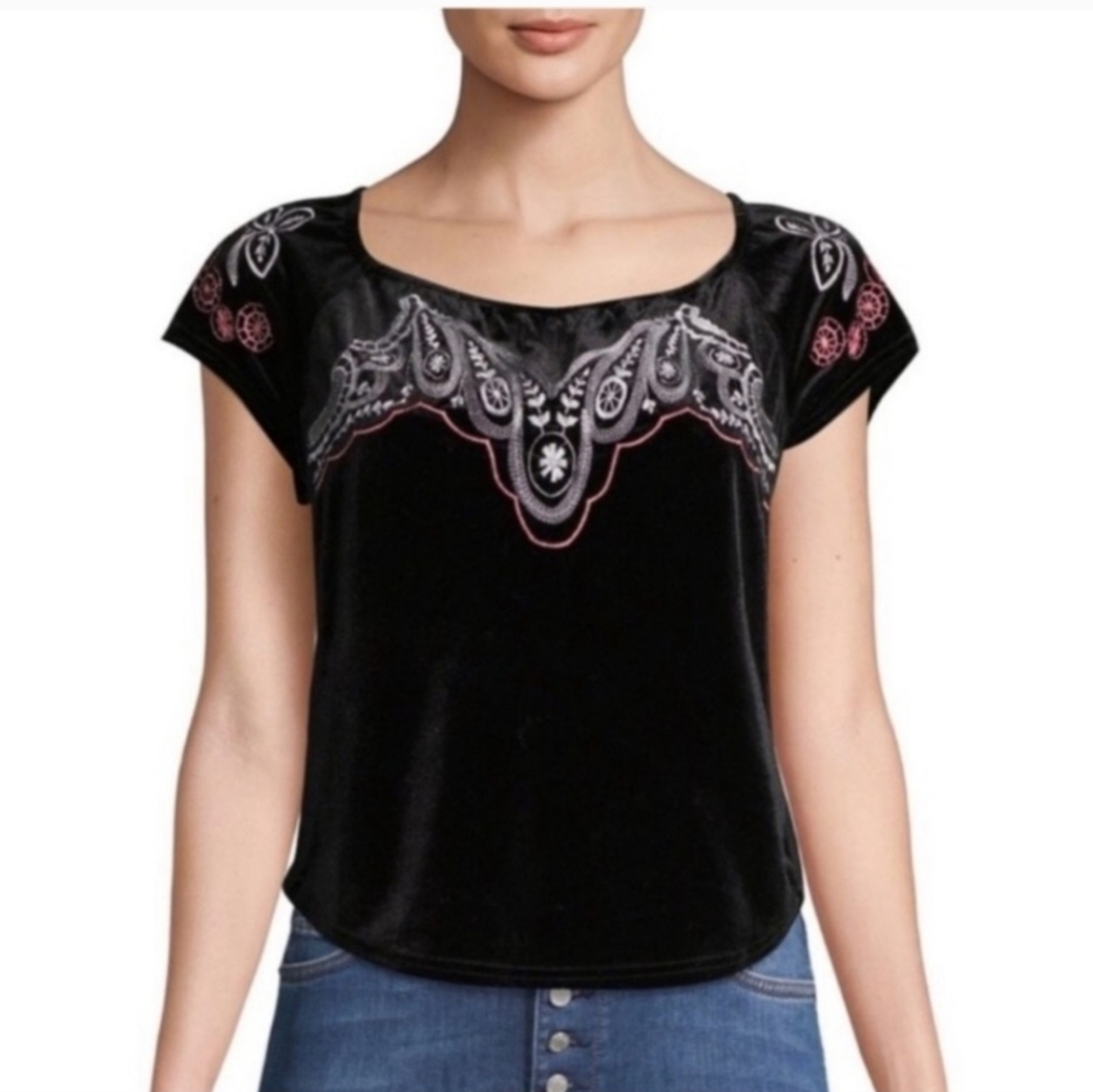 NWT Free People “Party Train" Embroidered Top XS